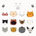 Cute cat doodles set Royalty Free Stock Photo