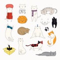 Cute cat doodles set Royalty Free Stock Photo