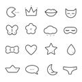 Set of cute funny girl line icons