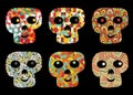 Set of cute and funny skulls. Royalty Free Stock Photo