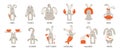 Set of cute funny zodiac rabbits. Twelve zodiac signs. Aries taurus gemini cancer leo virgo libra scorpio sagittarius