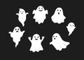 Set of cute ghost creation kit, changeable face, flat design vector for halloween Royalty Free Stock Photo