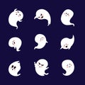 Set of cute ghosts with different facial expressions