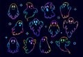 Set of cute ghosts in doodle style Royalty Free Stock Photo