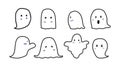 Set of cute ghosts in hand-drawn different style in white background. Halloween ghost. Ghost vector design for Halloween day. Royalty Free Stock Photo
