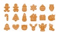 Set of cute gingerbread cookies for Christmas Royalty Free Stock Photo