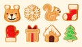 Set of cute gingerbread cookies for christmas. Christmas pastries. Biscuits. Isolated over white background. Royalty Free Stock Photo