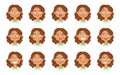Set of cute girl avatar expressions face emotions. Royalty Free Stock Photo