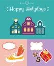 Set of cute greeting card for Saint Nicholas Sinterklaas day w Royalty Free Stock Photo