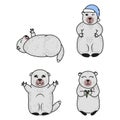 Set of cute groundhogs, cartoon drawing wild animals, editable vector illustration for stickers, prints, kids decoration Royalty Free Stock Photo