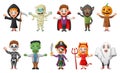 Set of cute halloween cartoon costumes children