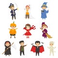Set of Cute Halloween Characters Vector