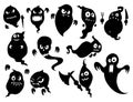 Set of Cute Halloween Monster Ghost Silhouettes Royalty Free Stock Photo