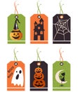 Set of cute Halloween tags. Vector hand drawn illustration.