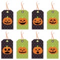 Set of cute Halloween tags. Vector hand drawn illustration.