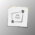 set of cute hand drawn, blank ripped paper sheet sticky note pad with tape, speech bubble balloon think, speak. Royalty Free Stock Photo