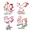 Set cute hand drawn characters of rooster Royalty Free Stock Photo