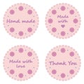 Set of cute hand made badges. Templates of labels, tags for hand made product