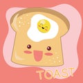 Set of cute happy toast vector