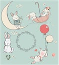 Set with cute hares Royalty Free Stock Photo