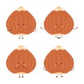 Set with cute hazelnut characters nuts isolated