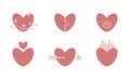 Set of 6 cute hearts ikons for Valentine\'s day. Isolated vector illustration on white background. Royalty Free Stock Photo