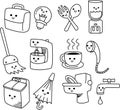 Set of cute home supplies doodle artline vector Royalty Free Stock Photo