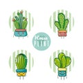 Set of cute houseplants cartoon