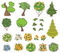 Set of cute Housesand Garden Plants for you Design and Computer Game Royalty Free Stock Photo