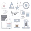 Set of cute hygge elements. Christmas Home Decor Royalty Free Stock Photo