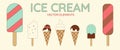 Set of cute ice cream in retro style. Vector embroidery patch fabric, vector illustration.