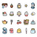 Set of cute icon in food and bakery tool concept.Cartoon hand drawn collections