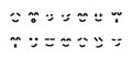 Set of cute kawaii face joy emotions. funny handmade emoticons