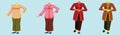 Set of cute kebaya traditional fashion from indonesia. cartoon icon design template with various models. vector illustration