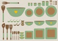 Set of cute kitchenware on brown backgrounds,Vector Royalty Free Stock Photo