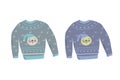 set of cute knit ugly sweaters with walrus