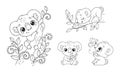 Set of cute koalas in doodle style