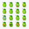 Set of cute lime with emoticons