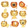 Set of cute lions