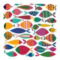 set of cute little colored fish for design items for children isolated on a white background. Beautiful fish for banners