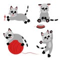 A set of cute little kittens. Collection with games and various activities of cats Royalty Free Stock Photo