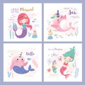 Kids under the sea theme greeting card design