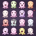Set of cute little monsters emoticons.