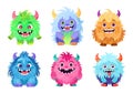 Set of isolated cute little monsters. Clip-art. Royalty Free Stock Photo