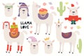 Set of cute llamas