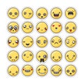 Set of cute lovely kawaii emoticon. Sticker collection. Royalty Free Stock Photo