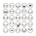 Set of cute lovely kawaii emoticon. Sticker collection. Royalty Free Stock Photo