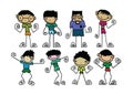 Set of cute man and young boys cartoon