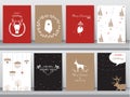 Set of cute Merry christmas background with cute animal and winter clothes,cute animal, Vector illustrations Royalty Free Stock Photo