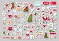 Set of cute Merry Christmas and Happy New Year gift tags, printable holiday cards templates, labels design. Vector Royalty Free Stock Photo